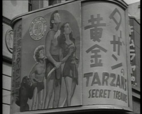 Filmaffiche van Tarzan in de straten van Tokio