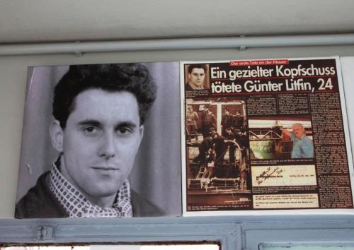 Herinnering aan  Günter Litfin, die op 24 augustus 1961 tijdens zijn vluchtpoging werd doodgeschoten.