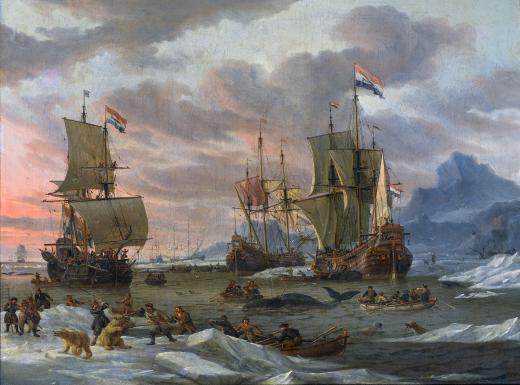 Drie Hollandse walvisvaarders in de Noordelijke IJszee, 1654 – 1708 Publiek Domein