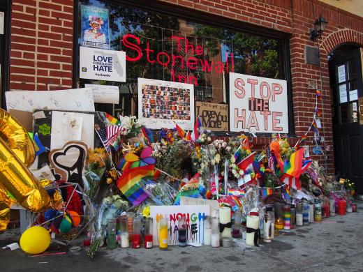 Stonewall Inn, a gay bar on Christopher Street in Manhattan's Greenwich Village.  2016