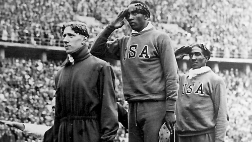 Tinus Osendarp met Jesse Owens 1936, Berlijn