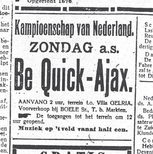 Aankondiging wedstrijd in de Provinciale Groninger Courant (15 april 1921)