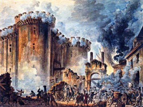 De bestorming van de Bastille (schilderij van Jean-Pierre Houël (1735-1813) (BN Paris)