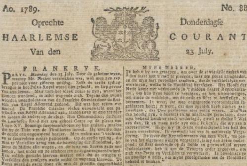 De Oprechte Haarlemse Courant van 23 juli 1789